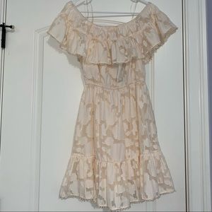 Do + Be off the shoulders ivory/blush dress in small